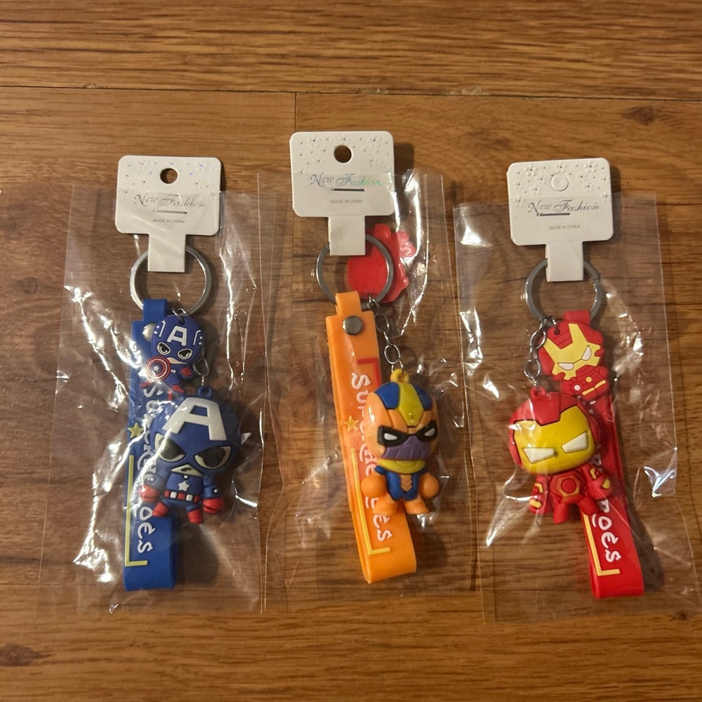 Kids Superhero Keychain Set